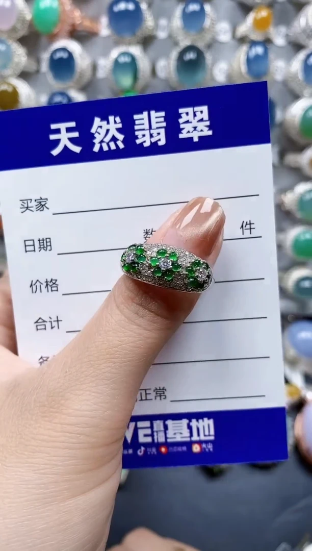 翡翠戒指银S925镶嵌0362