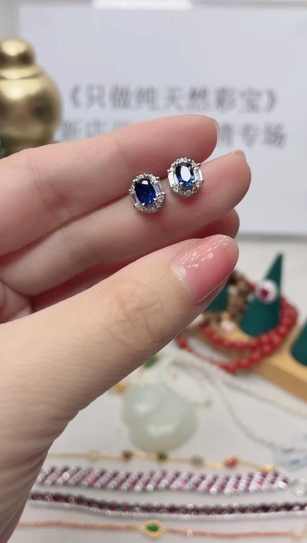 耳饰蓝宝石银S925镶嵌066BJ0103产品一个（多样性）