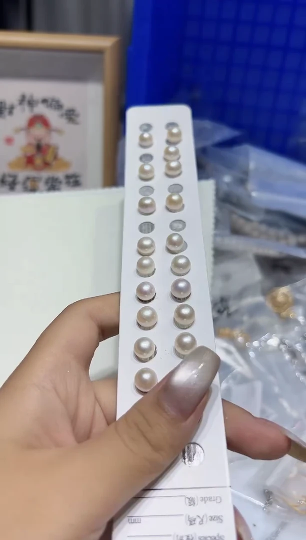 银S925镶嵌耳钉淡水珍珠11淡水无核7-8