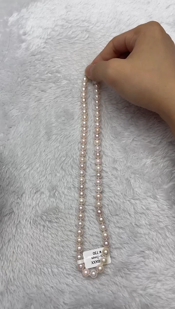 海水珍珠银S925镶嵌项链AK6.5-7mm
