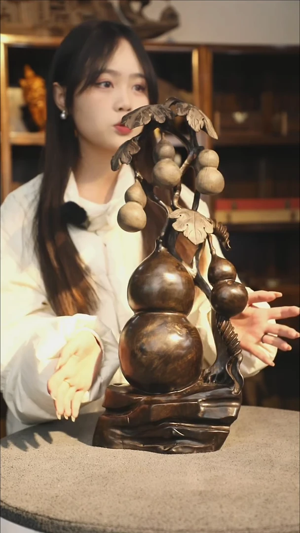【闪购商品】金丝楠木雕精雕五福临门