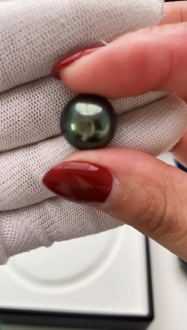 【闪购商品】海水珍珠裸珠未镶嵌14-15mm大溪地孔雀绿