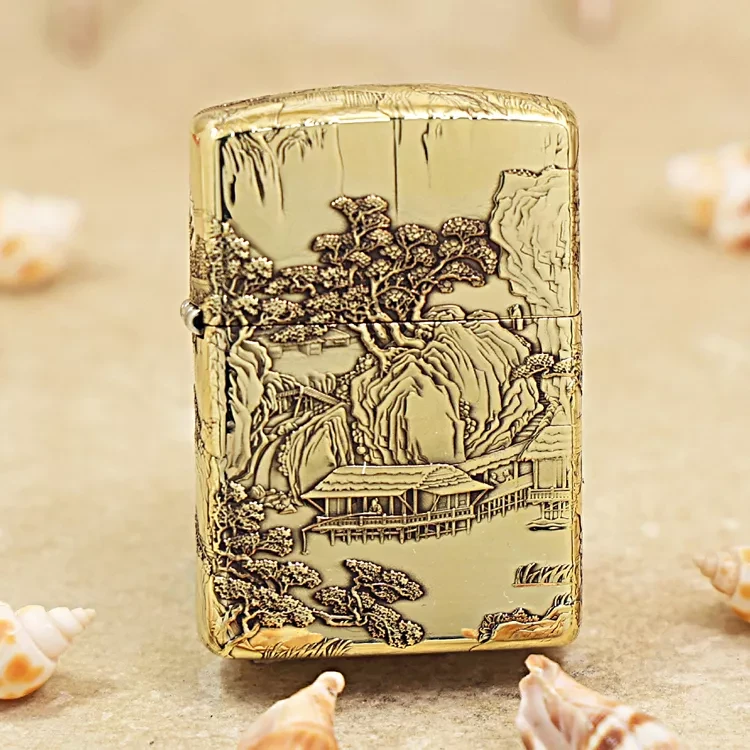 zippo打火机168盔甲鹰皇山水画之宝防风火机
