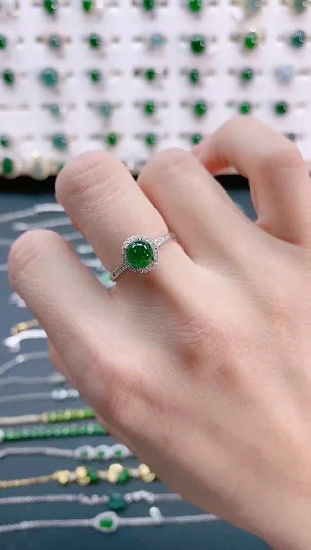 【闪购商品】翡翠戒指银S925镶嵌天然翡翠