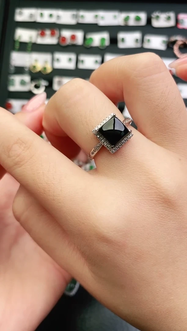 银S925镶嵌戒指翡翠0