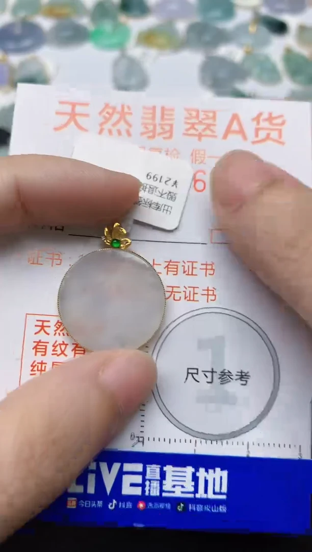 翡翠18K金镶嵌颈饰天然缅甸A货翡翠