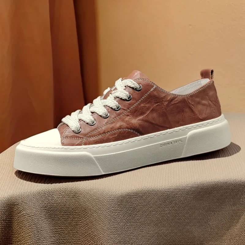 板鞋男士爆款2025新款真皮牛皮鞋子男款潮流轻奢时尚百搭休闲男鞋