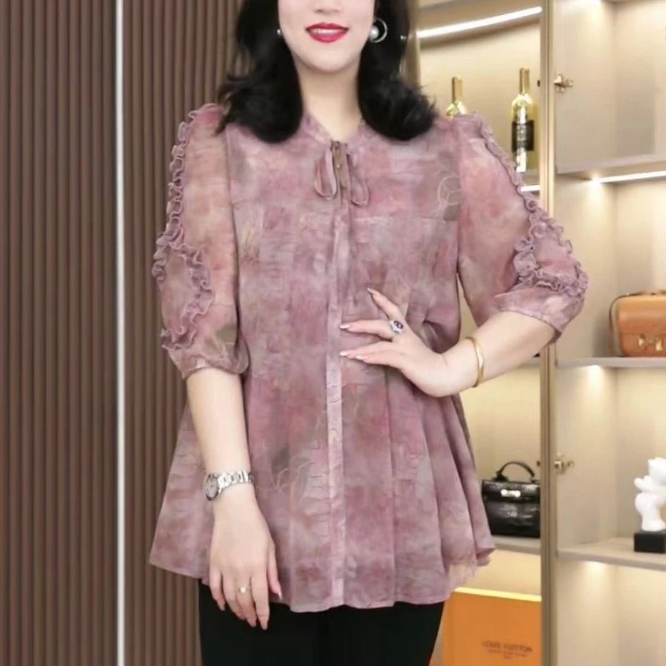 大码春季2025新款洋气休闲风琴压褶时尚韩版宽松遮肉显瘦ZB6770