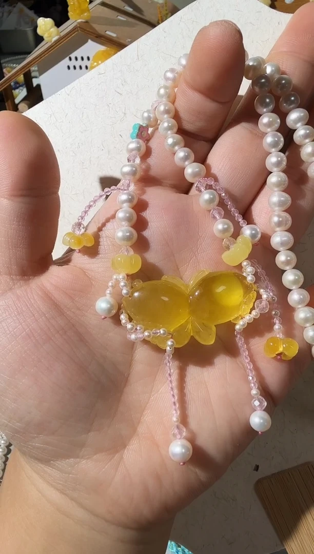 未镶嵌琥珀手链琥珀蝴蝶项链