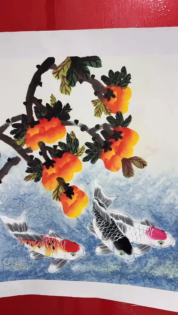 国画陈丽娟-斗方-鱼