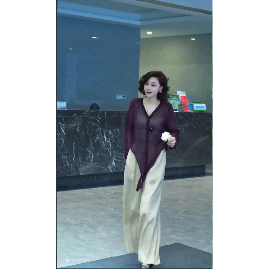 亚麻裤子MW2603760T款 直筒百搭复古宽松裤子