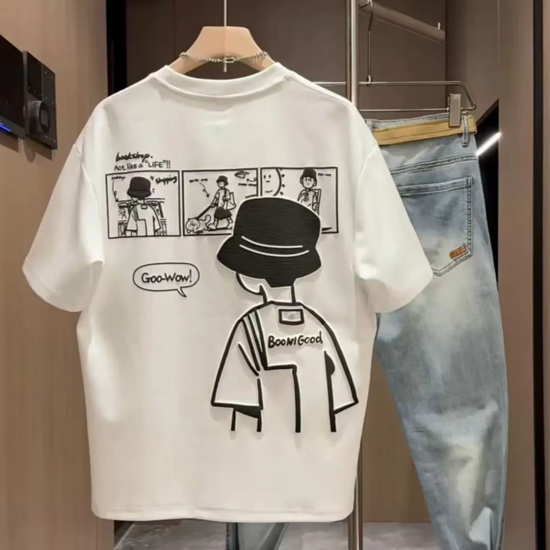 【100%纯棉】男童短袖t恤趣味动漫新款上衣新款夏季中大童宽松男孩