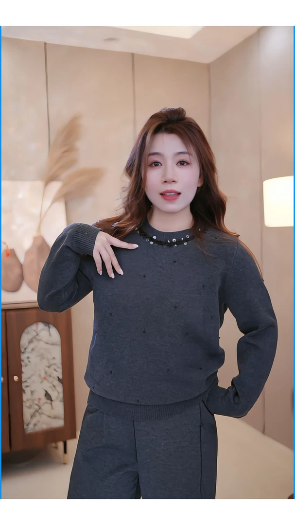 2025秋冬季大码女装减龄圆领针织衫胖妹妹时尚简约百搭毛衣257093