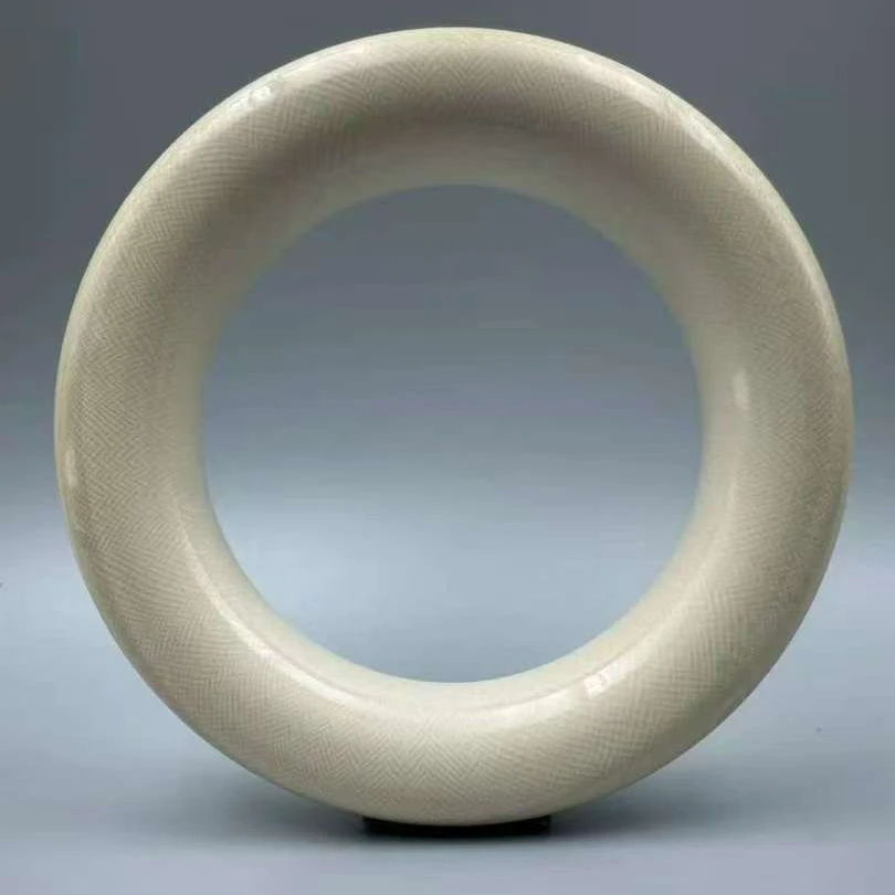 M50581天然猛犸牙满纹芝士皮西藏手镯圆镯男士145.9g 69.7*20mm