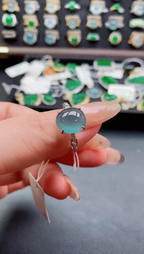 银S925镶嵌戒指翡翠1