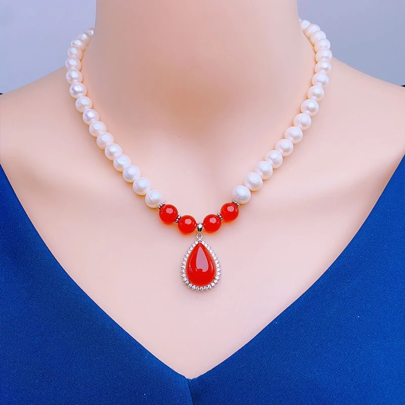 吊坠925银 【热卖】气质珍珠轻奢设计高级感颈链女款礼物礼盒装证书