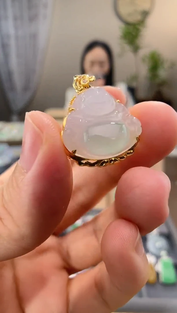 翡翠18K金镶嵌吊坠(不含链)佛公