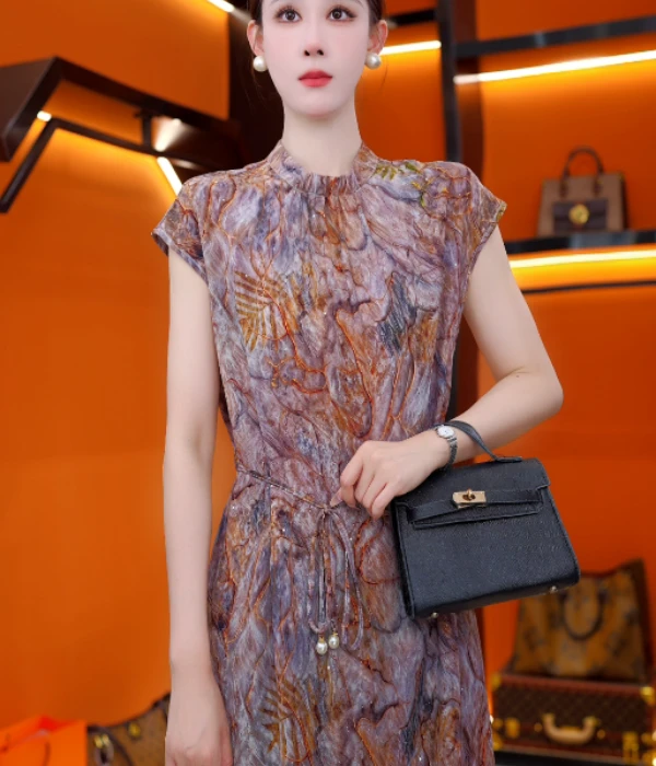 YM8807多瑙河2025新款连衣裙新中式中长款宽松裙子气质季正品显瘦