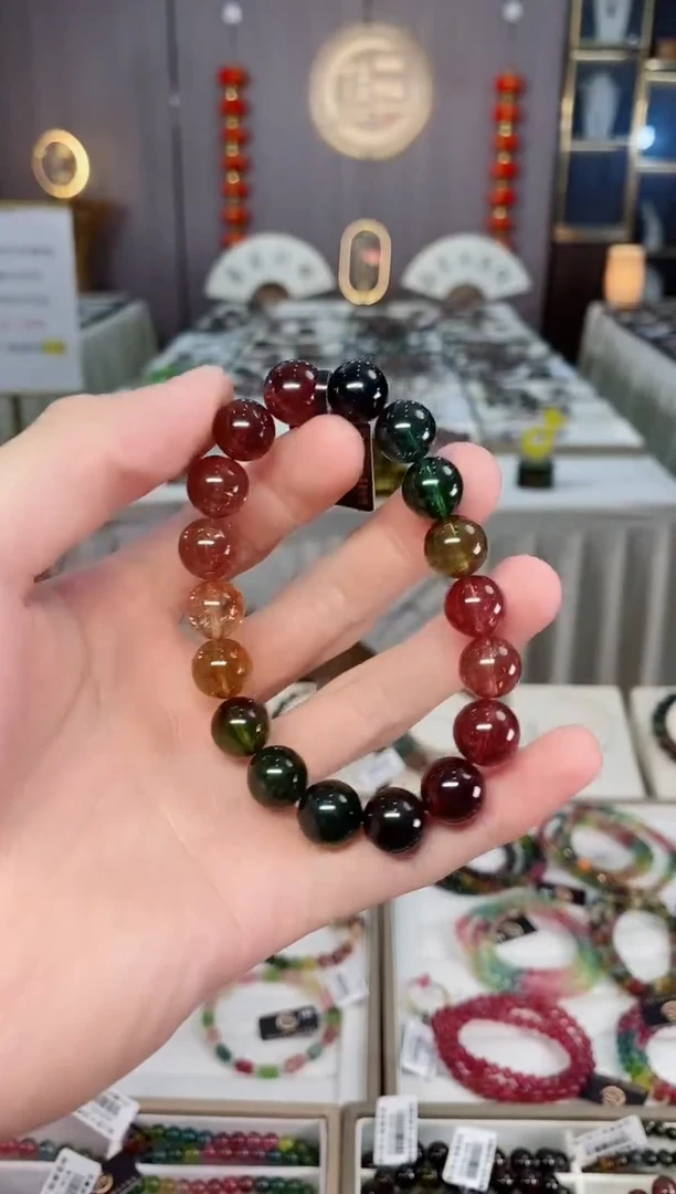 未镶嵌收藏级老矿碧玺单圈手串11mm+碧玺xion多样性发一条