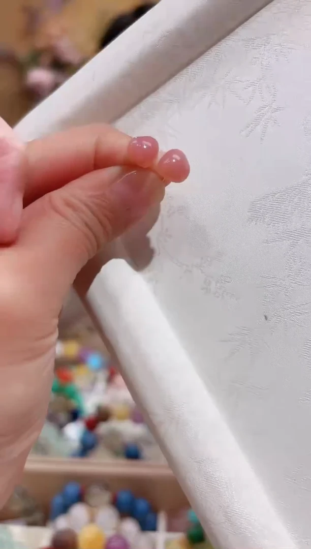 银S925镶嵌蛋白石珠宝奇石粉澳宝精品，蜜桃粉澳宝爱心设计款