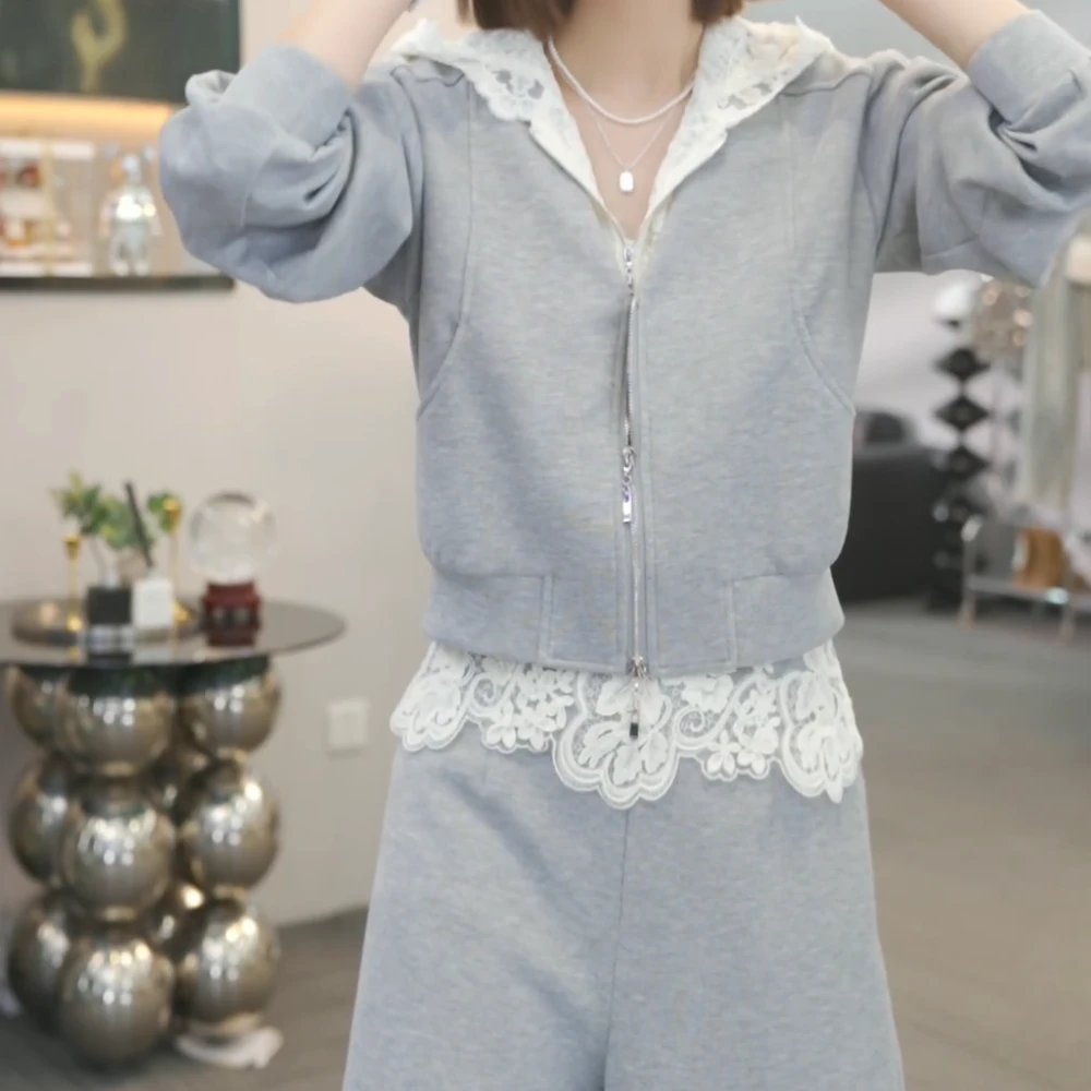 【眉开眼笑】2025春季新款韩版卫衣外套+裤子休闲设计师洋气套装