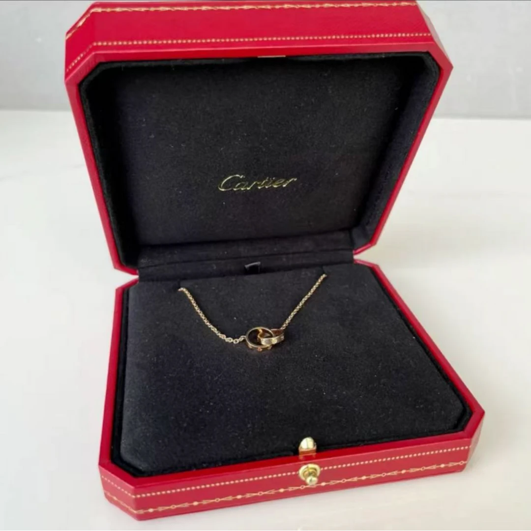 95新 Cartier/卡地亚 坤球奢选卡地亚双环项链