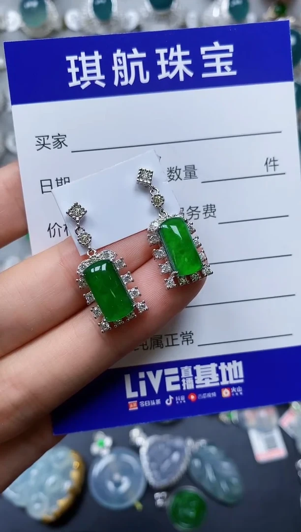 【闪购商品】翡翠耳饰银S925镶嵌0319