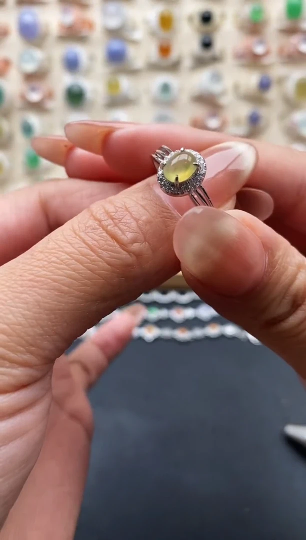 银S925镶嵌戒指翡翠缅甸天然A货翡翠11 2-1