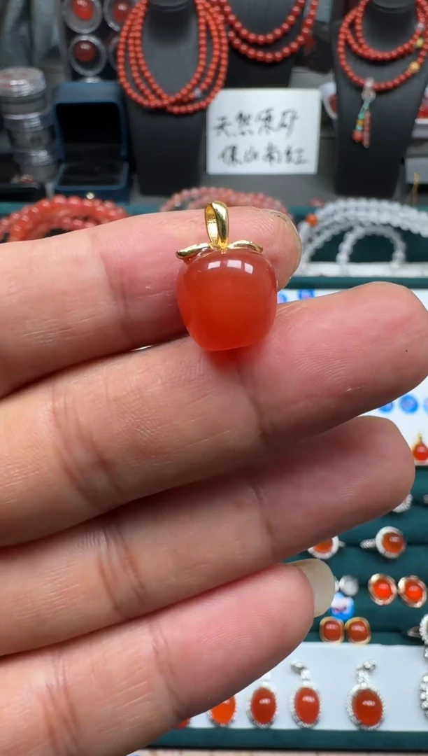 吊坠(不含链)银S925镶嵌南红玛瑙【1号】