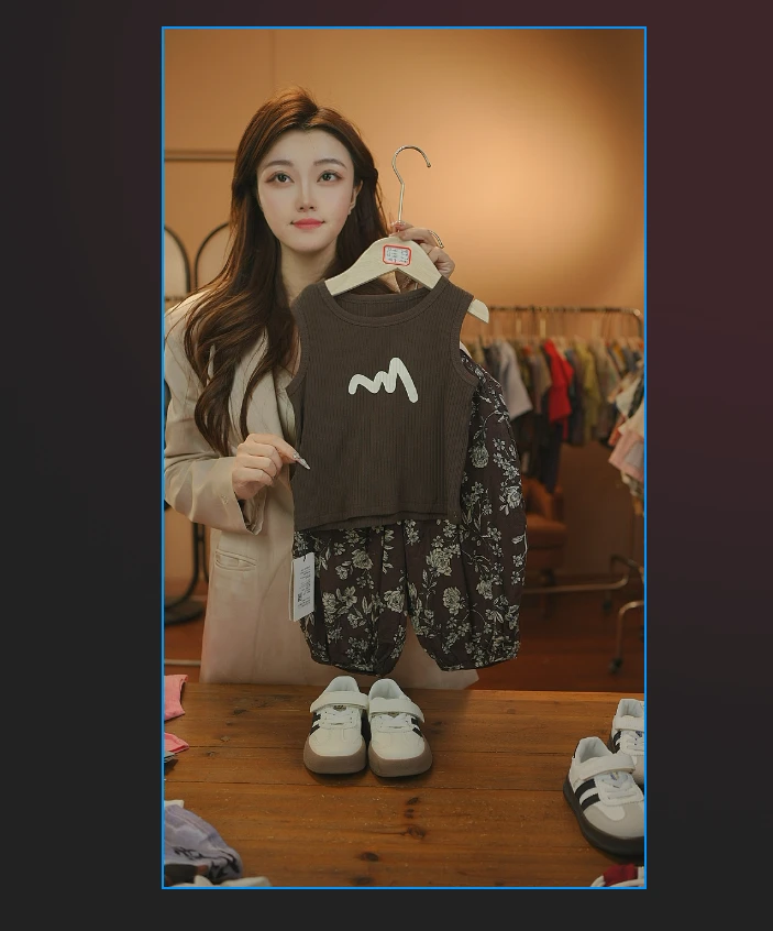 2026春夏新款儿童气质百搭时尚复古小众韩版套装32299