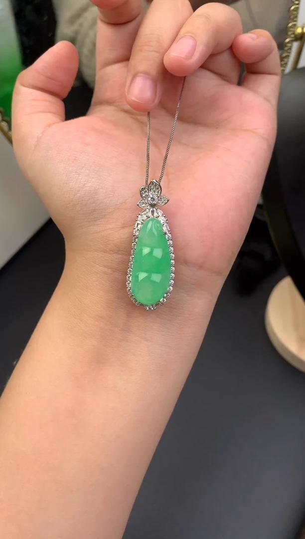 吊坠(不含链)银S925镶嵌翡翠银镶嵌翡翠吊坠