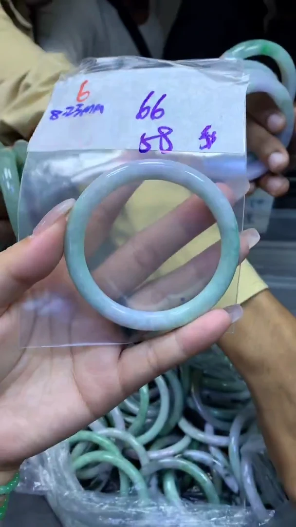 未镶嵌定制翡翠6手镯58纹+66元+拍一发一