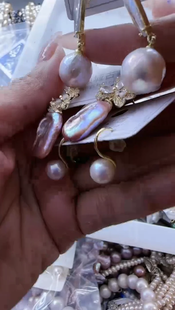 【闪购商品】淡水珍珠耳饰3个银S925镶嵌134