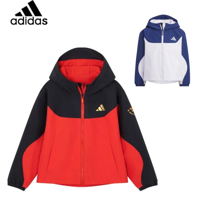 adidas/阿迪达斯25春新年款撞色运动休闲宽松连帽夹克外套KB0577