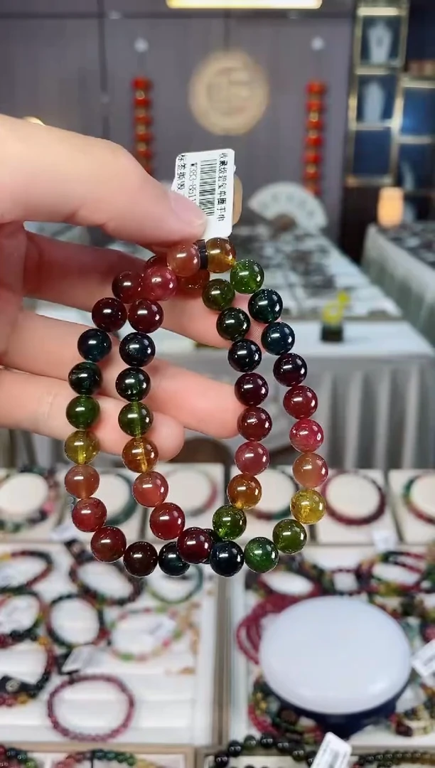 未镶嵌收藏级透体老矿碧玺单圈手串8mm+碧玺xion多样性发一条