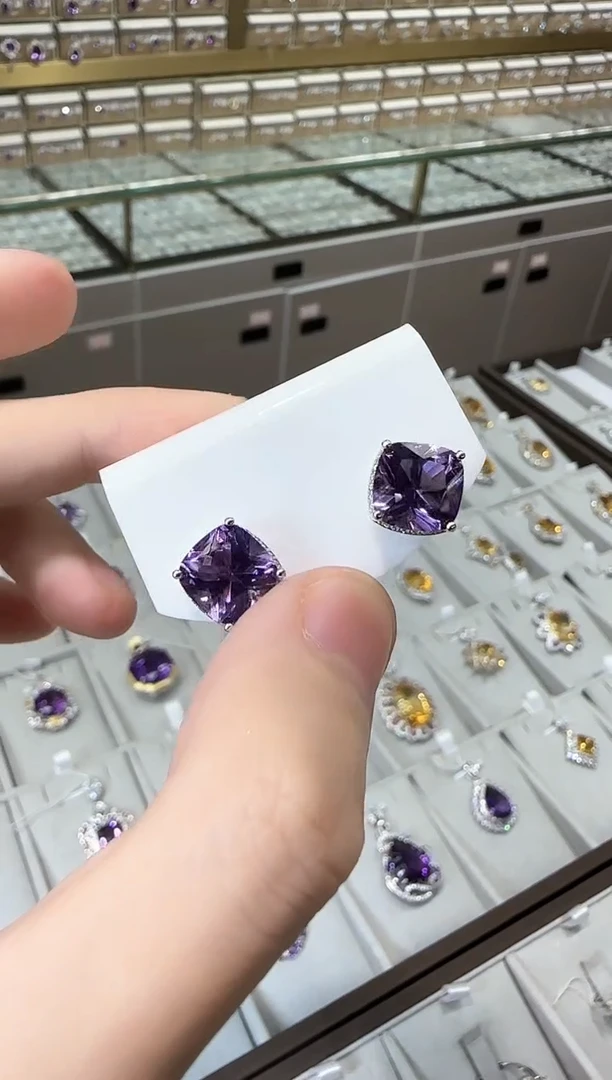 【闪购商品】紫晶耳饰银S925镶嵌11mm耳钉