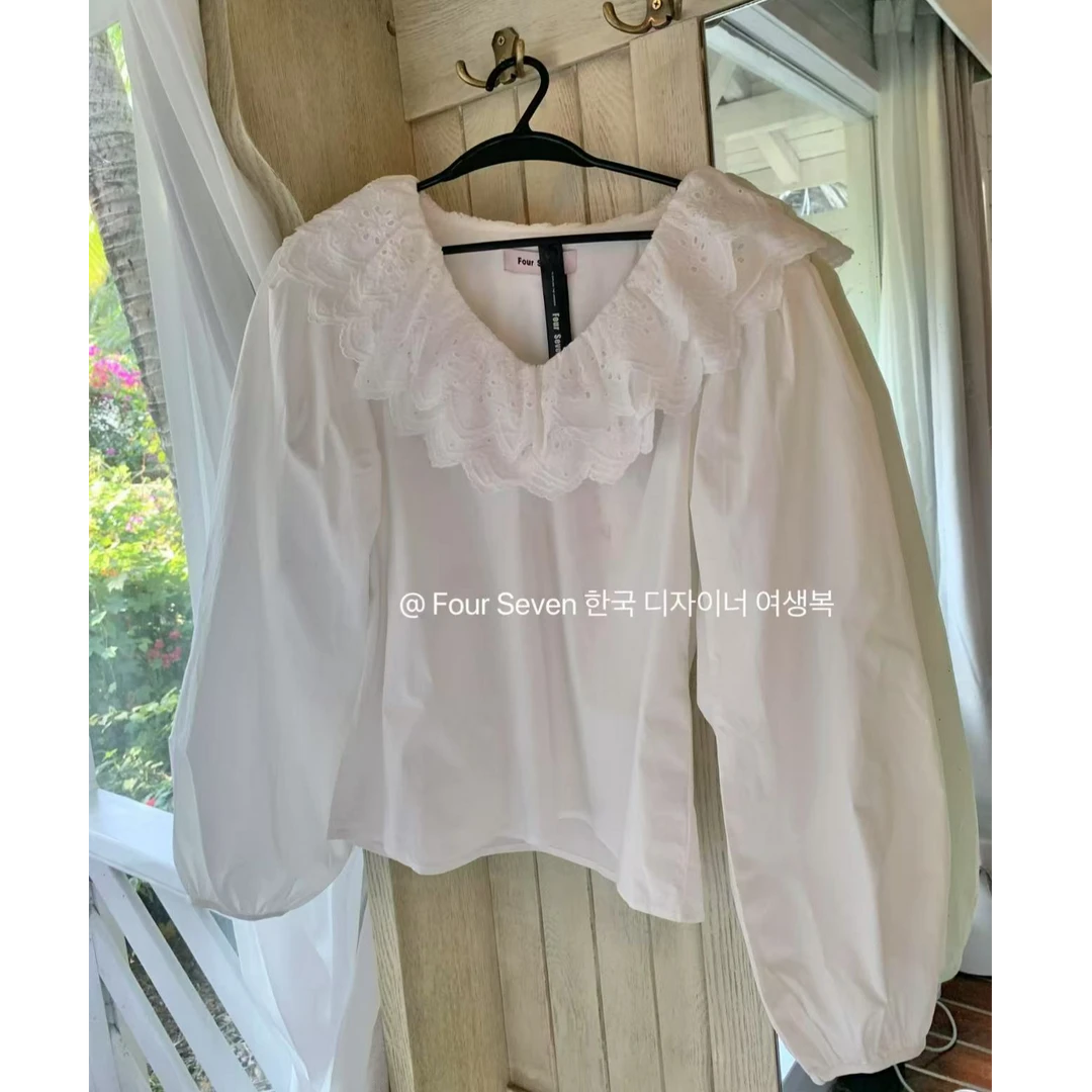 十三行白白-别致法式拼接衬衫#8235