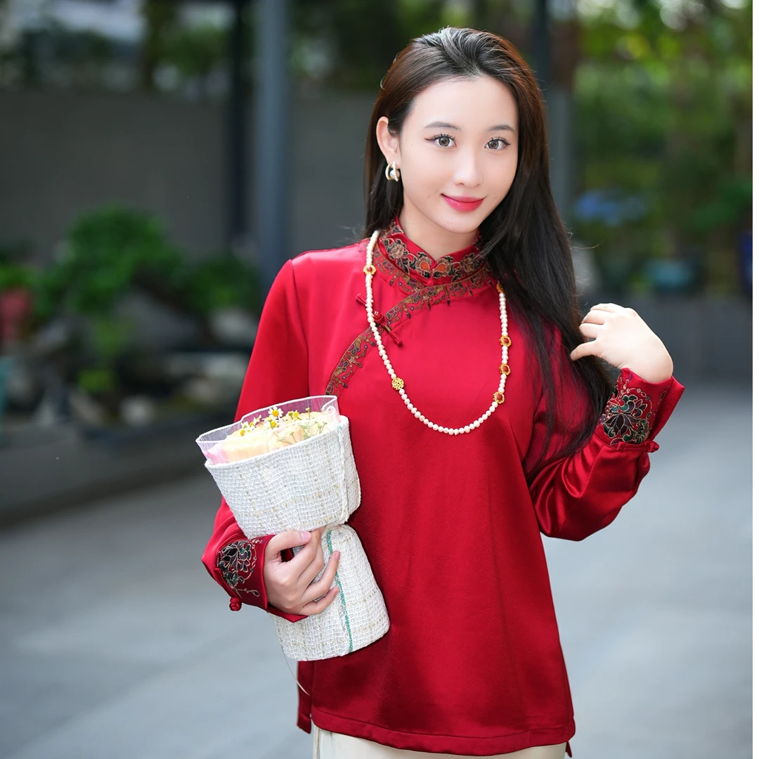 蓝大【福禄】新中式国风醋酸上衣7277