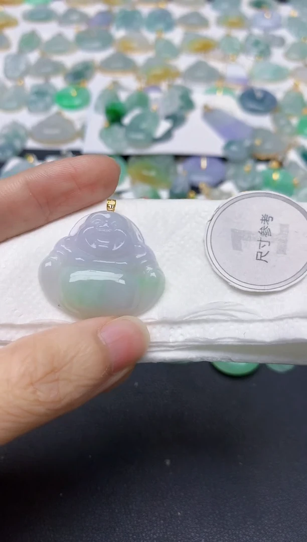 翡翠18K金镶嵌颈饰天然缅甸A货翡翠
