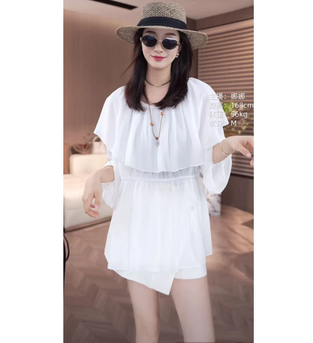 [麦霓严选]新款甜美可爱风荷叶边领女士长袖衬衫9495