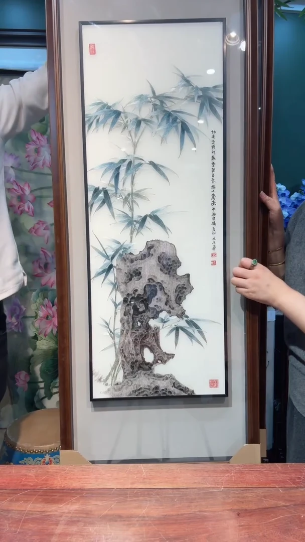 横款非遗苏绣手工刺绣装饰画条屏