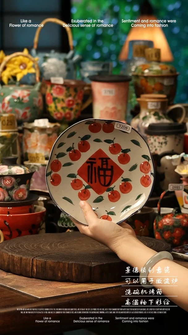 陶瓷景德镇高温釉下彩手工手绘款式@A1208@
