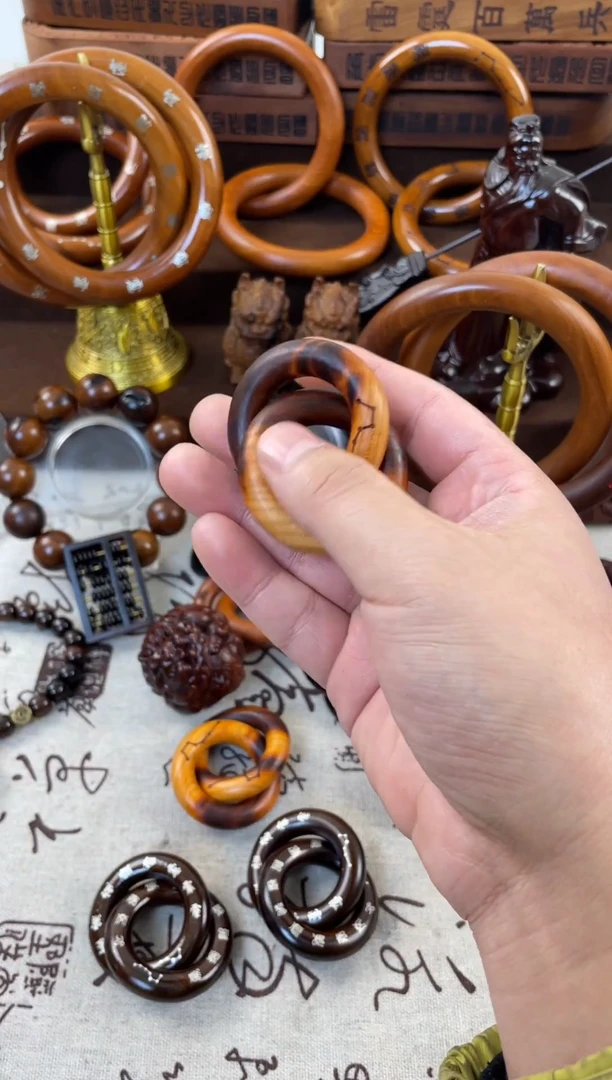 木桃木虎皮纹2.5六七星小乾坤圈全品带挂绳