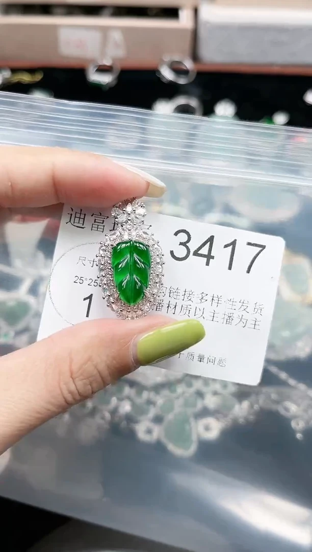 【闪购商品】翡翠颈饰未镶嵌赠皮绳3417