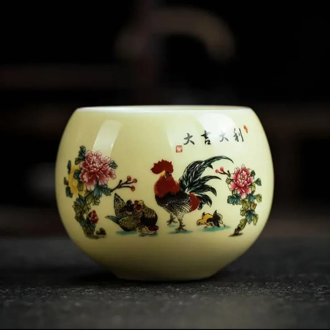 大吉大利龙蛋杯主人杯茶杯陶瓷