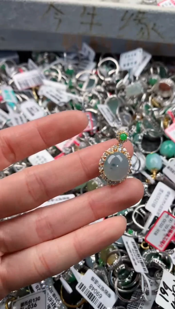 银S925镶嵌戒指翡翠6                              9