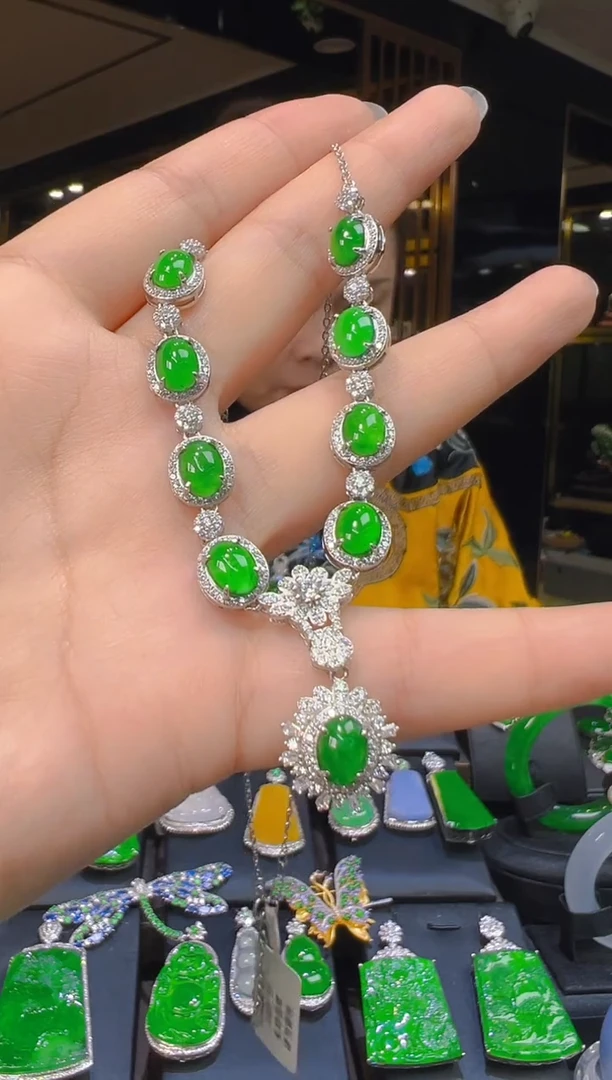 项链银S925镶嵌翡翠047(多样性发货发其一)