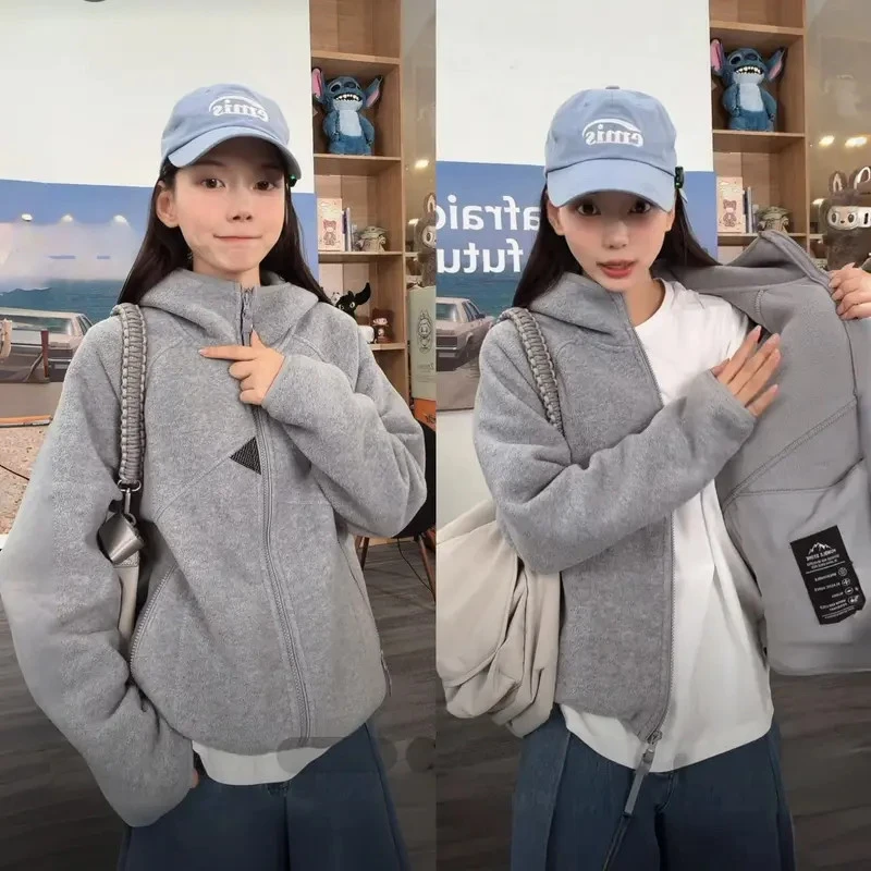 休闲百搭时尚保暖抓绒双面摇粒绒连帽外套男士秋季韩版复古夹克