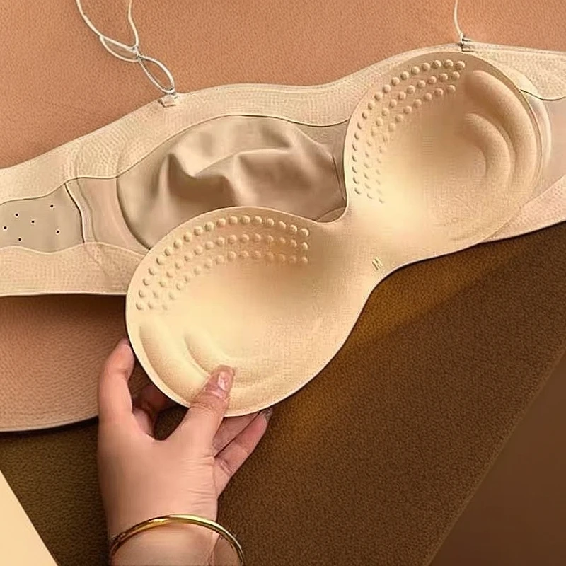 【加厚无肩带】聚拢内衣小胸显大厚杯