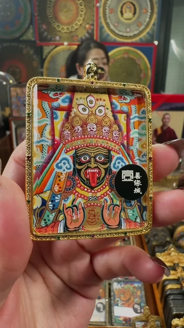 吊坠壹善缘城手绘唐卡黑C